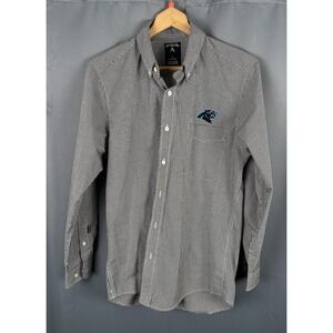 Carolina Panthers Antigua Button Down Short Sleeve Shirt Men S Black Check‎ Logo